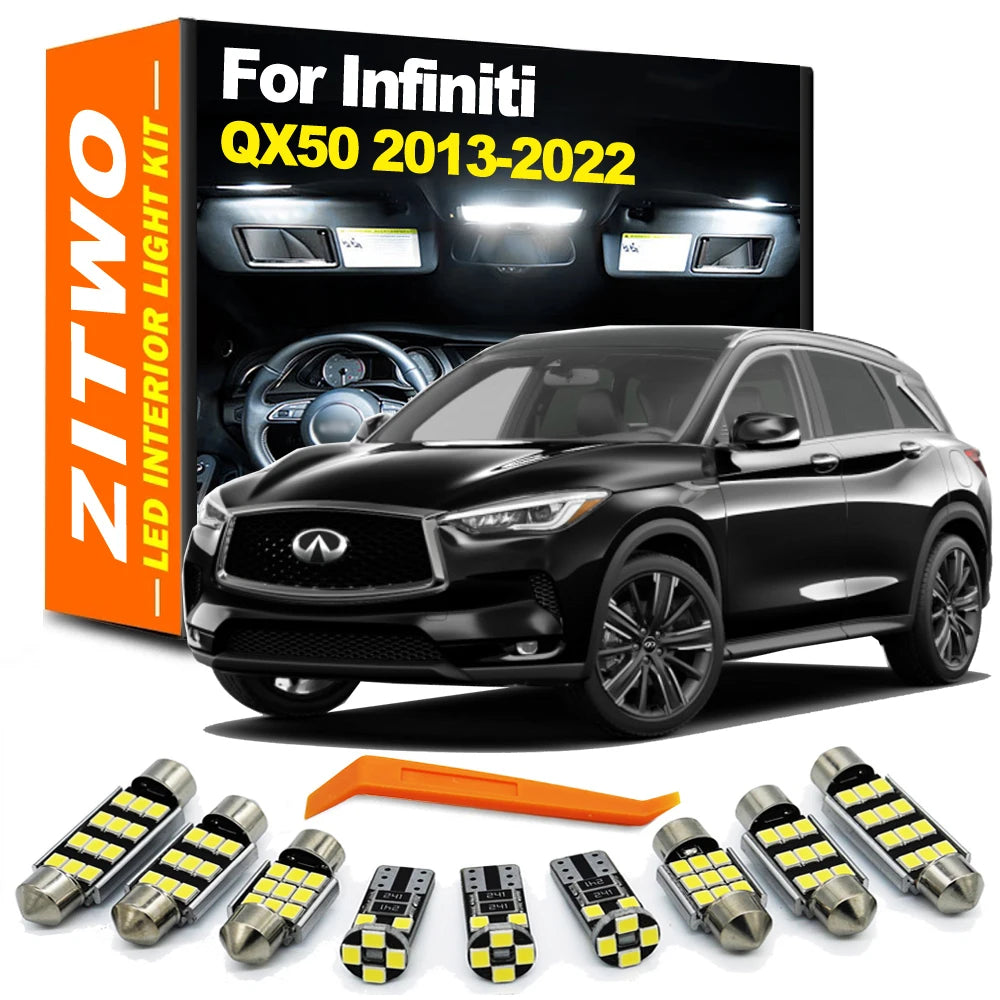 ZITWO Car Accessories Interior Light LED Bulb Kit For Infiniti QX50 2013- 2018 2019 2020 2021 2022 Reading Door Plate Trunk Lamp