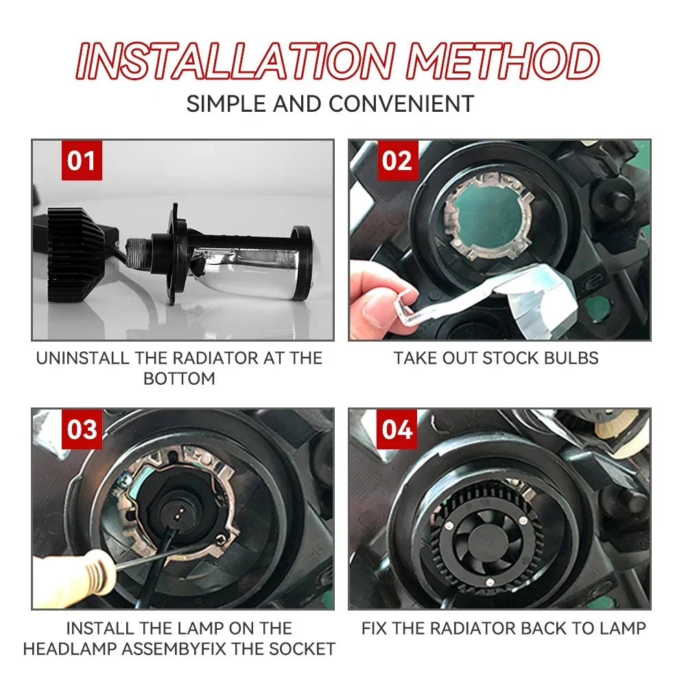 Y6 Turbo Fan H4 LED Headlights Car H4 Mini Projector Lens Super Bright Hi Lo Beam Bulb LED