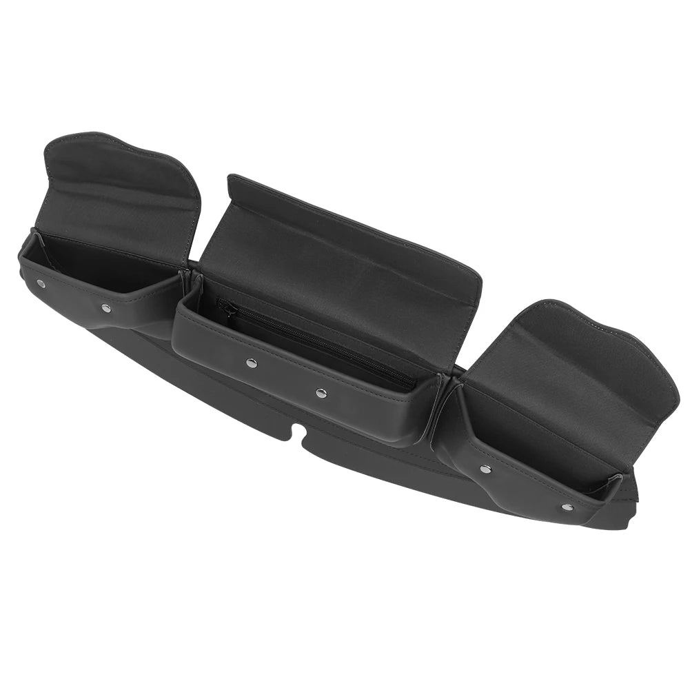 Motorcycle 3-Pocket Windshield Batwing Fairing Pouch Bag For Harley Touring Electra Street Glide - Automotive LED Light