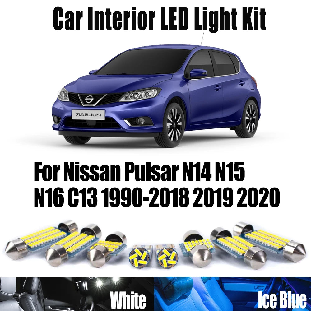 LED Interior Light Kit for Nissan Pulsar N14 N15 N16 C13 1990- 2020 - Canbus Dome Map Door Trunk Bulbs | AUTOKITSHOP
