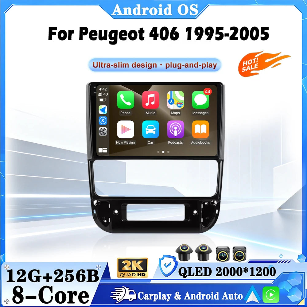 Car Video Multimedia player For Peugeot 406 1995-2005 Android 16 WiFi 4G GPS DSP Stereo Bl