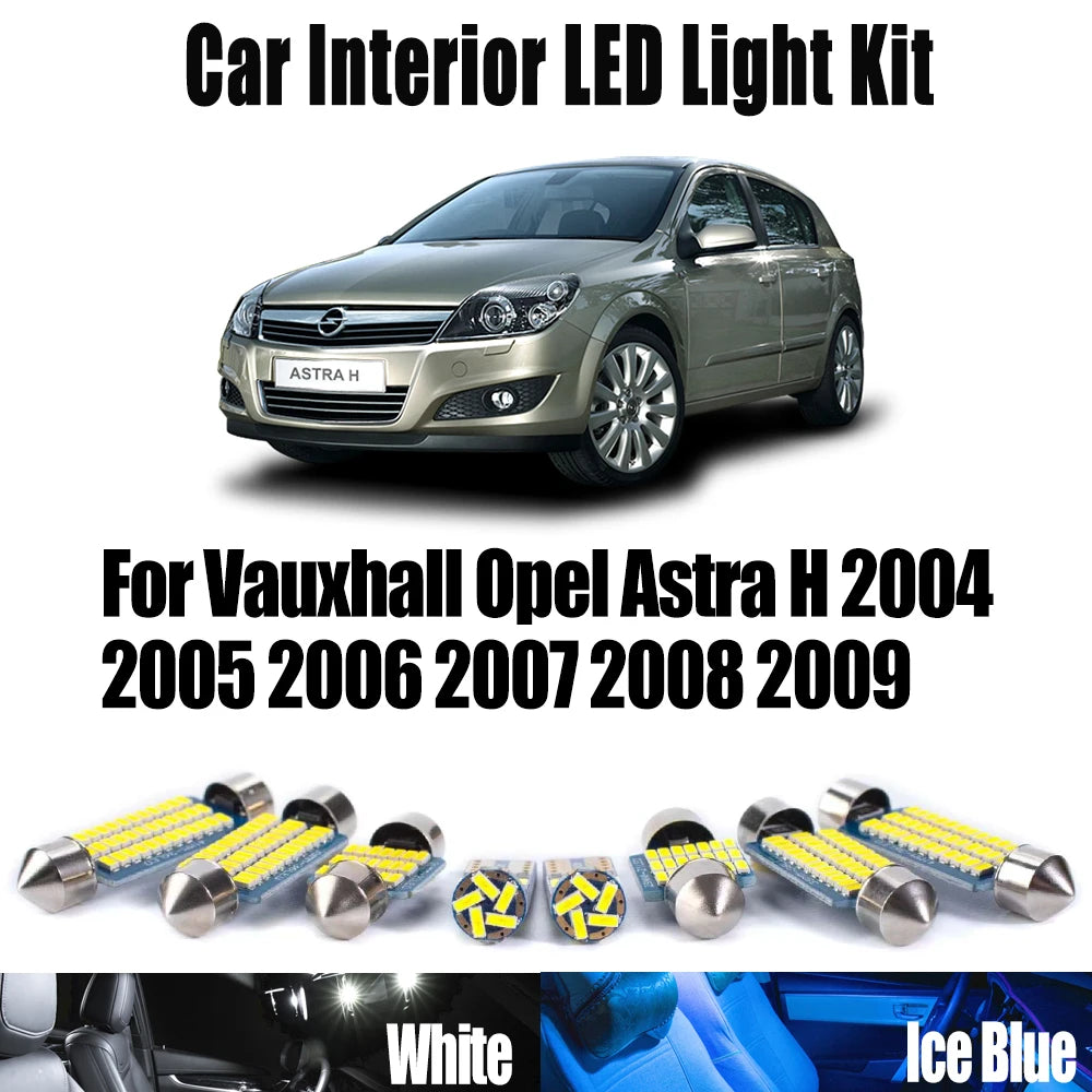 13-Piece LED Interior Light Kit for Vauxhall Opel Astra H - Canbus Error-Free Bulbs | AUTOKITSHOP