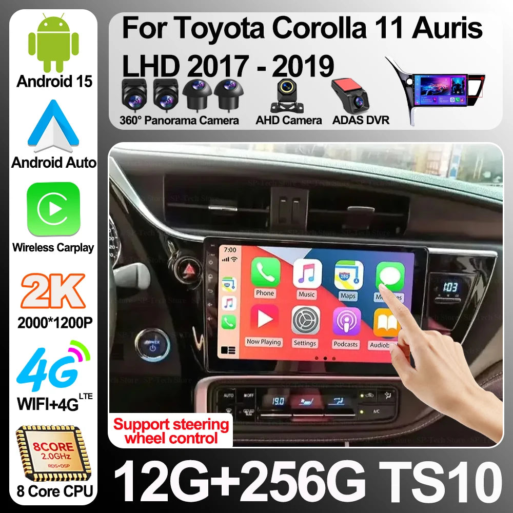 Android 16 For Toyota Corolla 11 Auris Lhd 2017-2019 Multimedia Video Player Car Screen Ca | AUTOKITSHOP