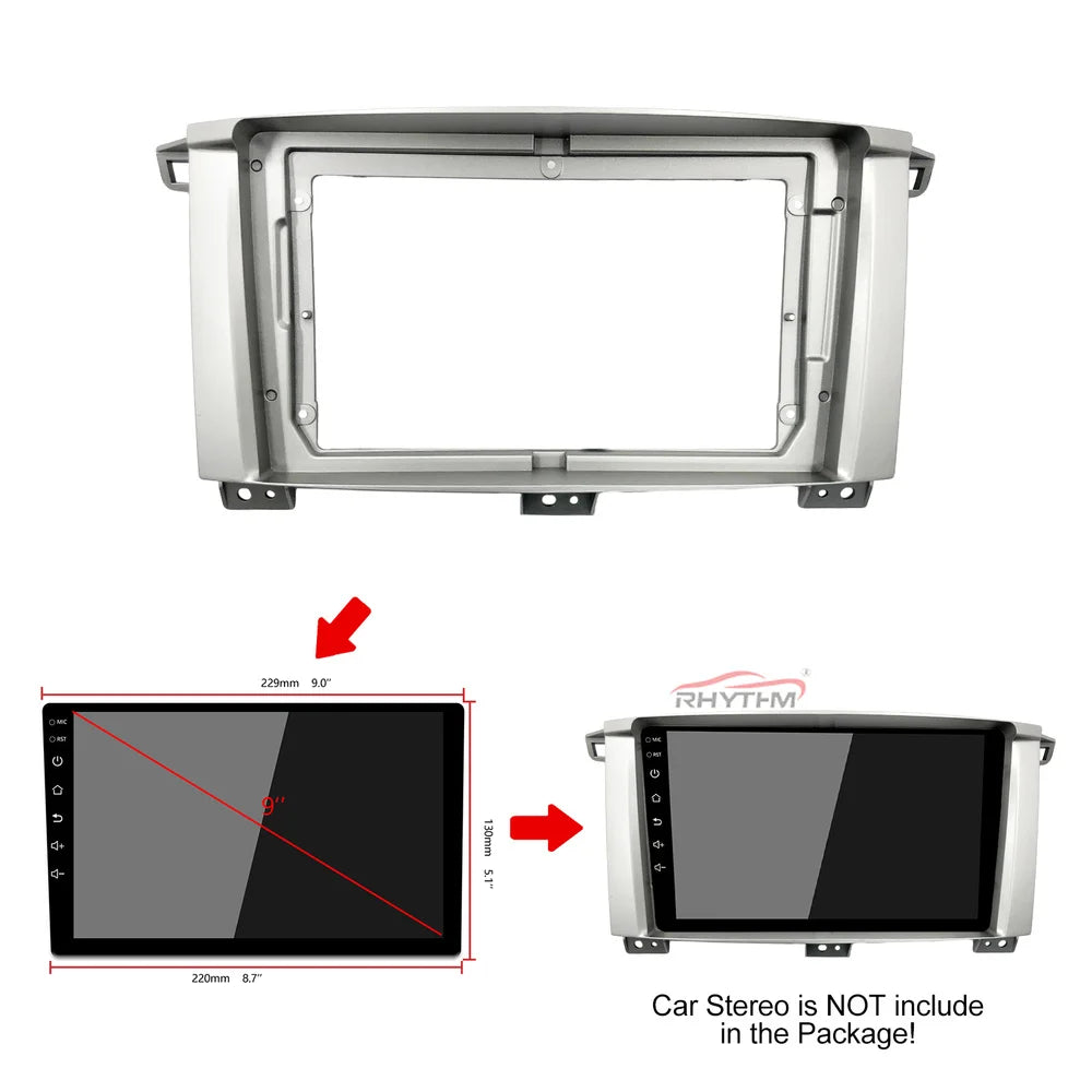 Car Fascia For Toyota Land Cruiser LC 100 2002 03 04 05 06 2007 Panel One Double Din Dash  | AUTOKITSHOP