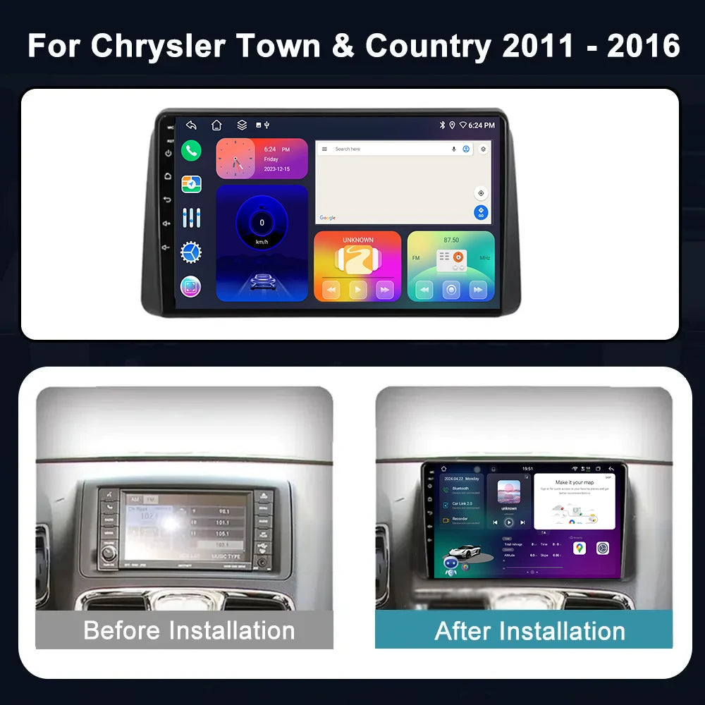 Wireless Carplay For Chrysler Town & Country 2011-2016 Android16 GPS Navigation Intelligen