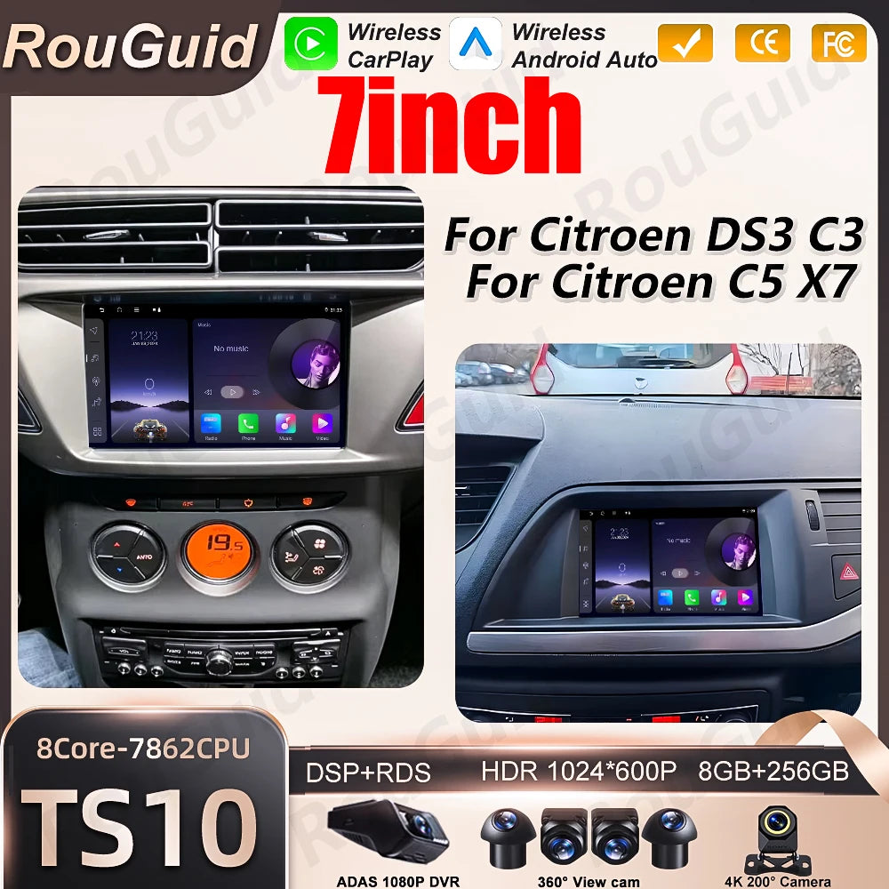 Android16 Car Radio For Citroen DS3 C3 For Citroen C5 X7 Multimedia Player GPS Navigation  | AUTOKITSHOP