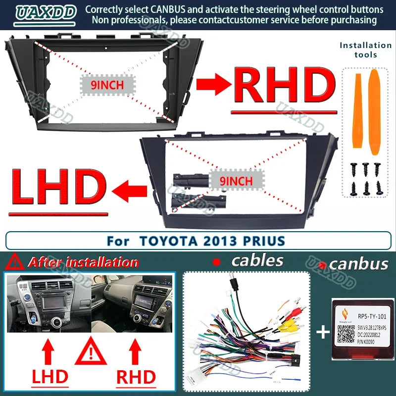 For TOYOTA 2013 PRIUS 9INCH Car Radio Android Stereo DVD Harness Audio Screens Accessories