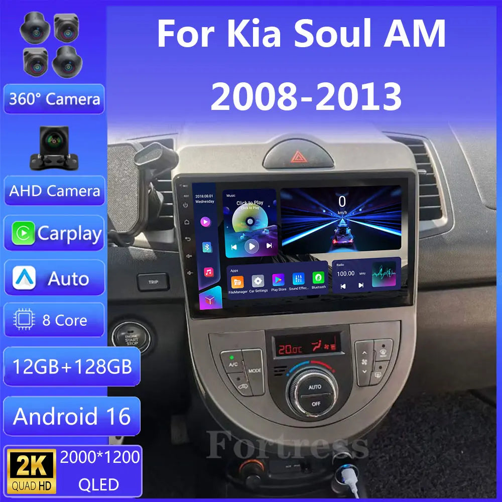 Android 16 Auto Car Radio For Kia Soul 1 AM 2008 -2013 GPS Navigation Stereo Multimedia Vi
