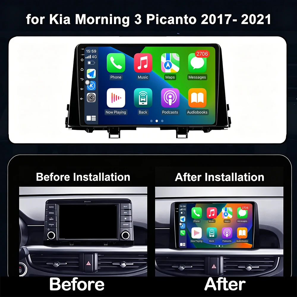 For KIA Morning 3 Picanto 2016-2023 Car Radio Multimedia Video Player Android 16 Auto Wire