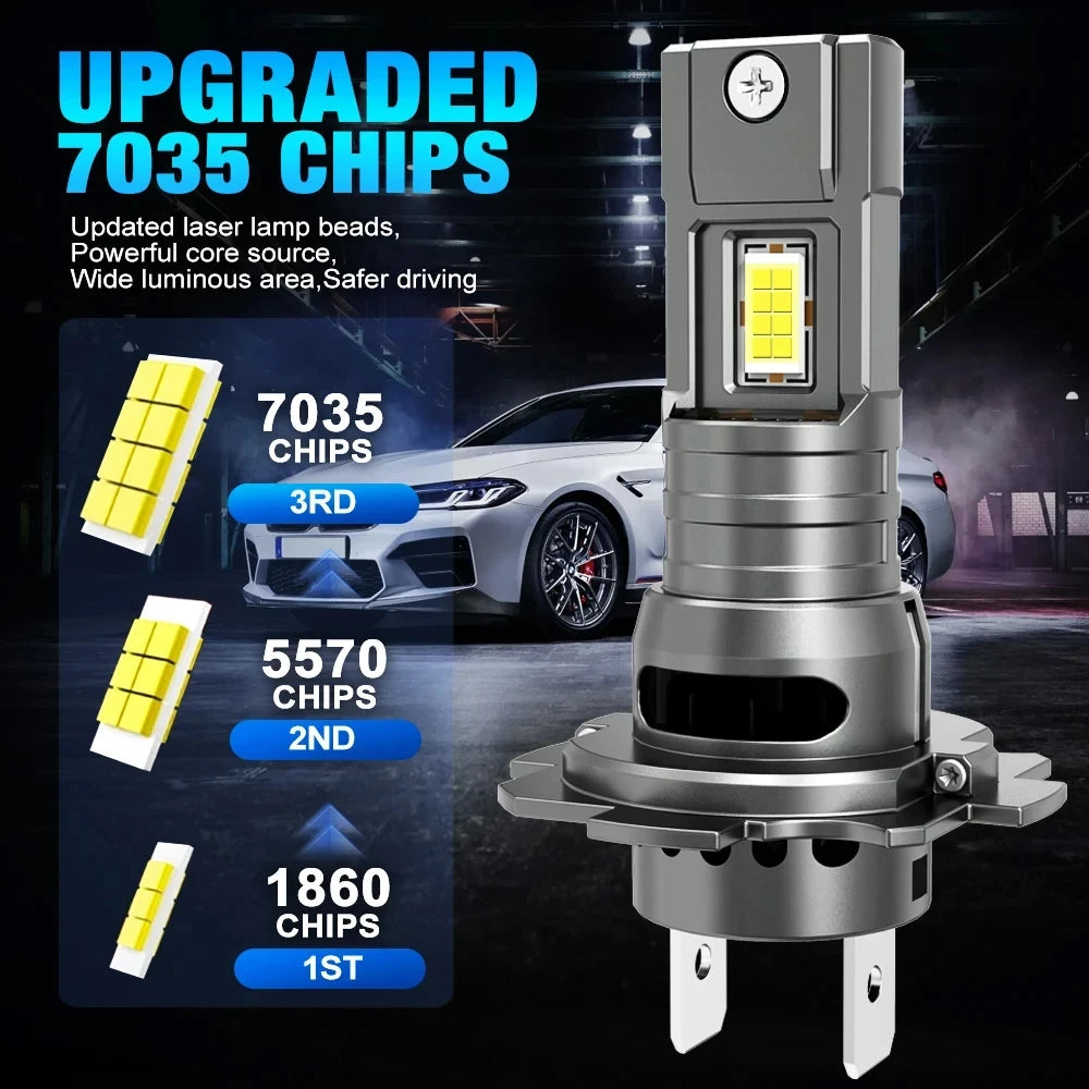 H7 Mini LED Headlight Bulb 300000LM 1:1 MINI Size Plug and Play Auto Lamp With Fan 7035 CS