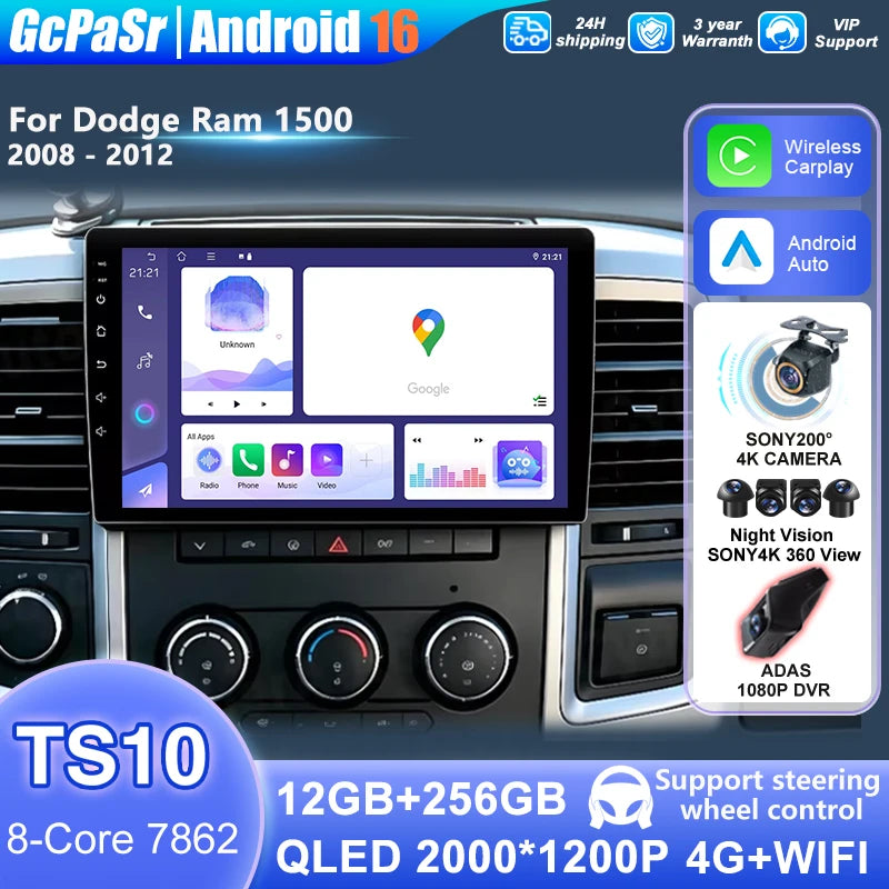 Android Car Radio Auto For Dodge Ram 1500 2008 2009 2010 2012 Video Navigation GPS Multime