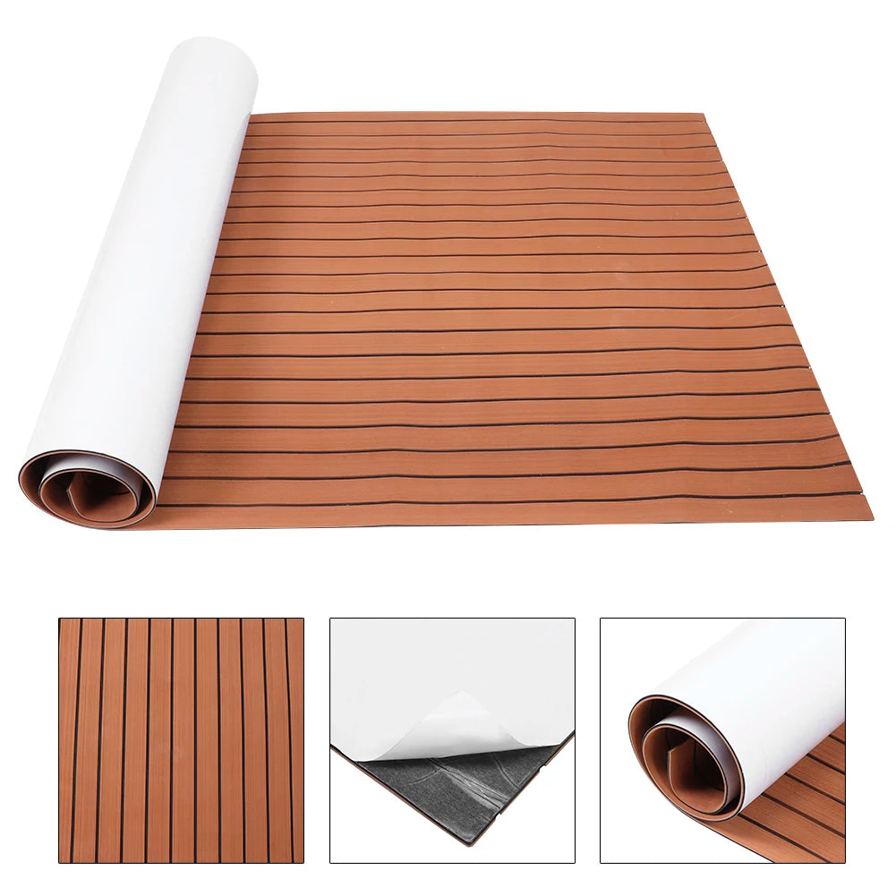 120x240cm Boat EVA Foam Teak Floor Mat Non-Slip Self-Adhesive Pad Cuttable Waterproof Marine Car - Automotive LED Light