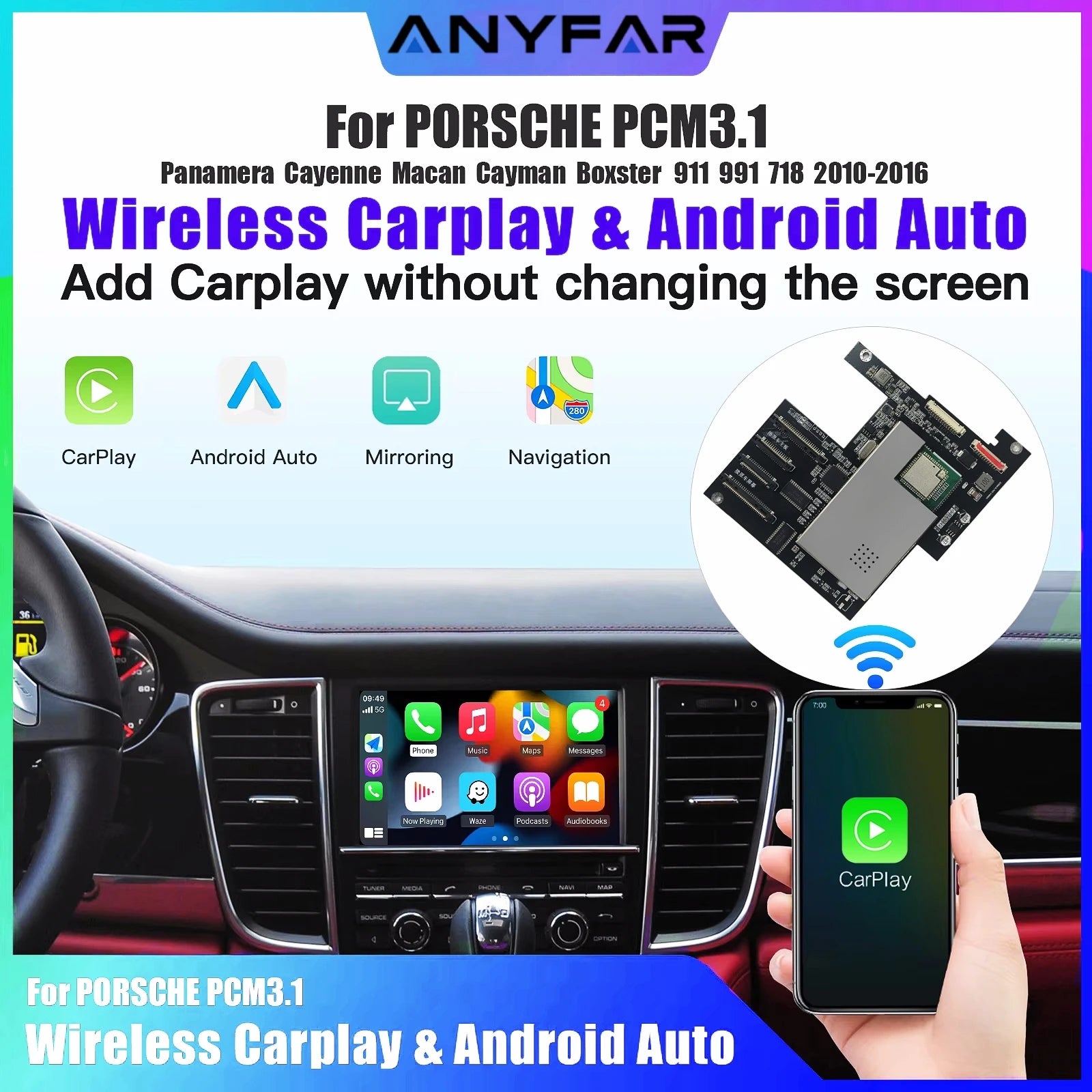 Wireless Carplay Android auto Module For Porsche PCM3.1 Panamera Cayenne Cayman Macan Boxs | AUTOKITSHOP