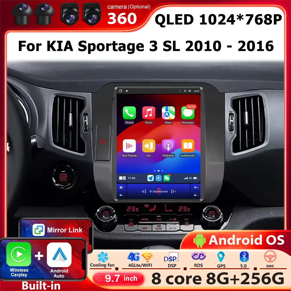 9.7'' Android 16 Auto For KIA Sportage 3 SL 2010 - 2016 Car Radio Multimedia Video Player
