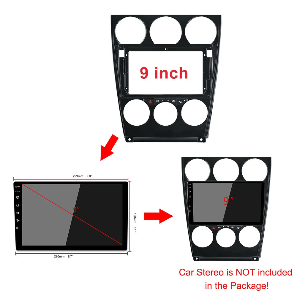 9 Inch 2din Car Fascia Wires Board Control CANBUS Work For Mazda 6 2004-2015 Stereo Panel  | AUTOKITSHOP
