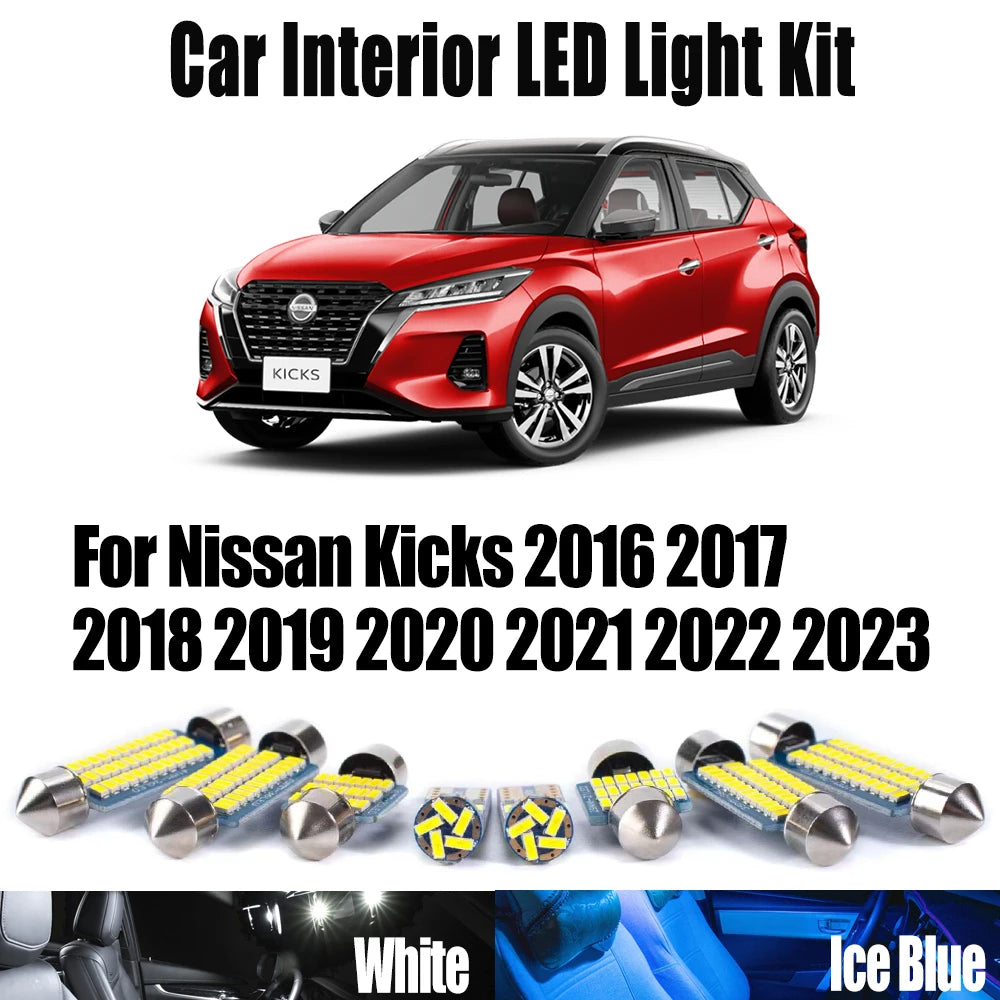 11-Piece LED Interior Light Kit for Nissan Kicks 2016-2020 - Canbus Dome Map Door Trunk Bulbs | AUTOKITSHOP
