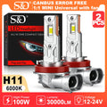 S&D H11 LED Headlamp Bulbs Canbus 30000LM 100W Upgraded No Flickering High Low Beam Auto C
