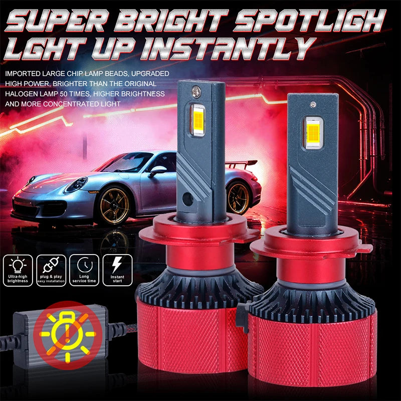 4500000LM H4 H7 LED Headlights Canbus H11 H1 H8 9005 HB3 9006 HB4 9012 HIR2 Silent Fan 557