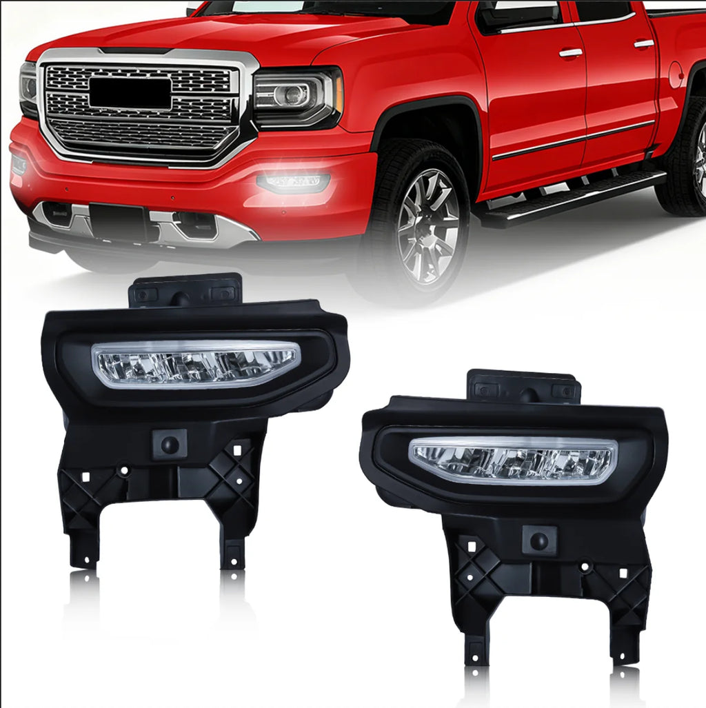 DLAA Fog Lamps For GMC Sierra 1500 2016 2017 2018 LED Car FDRL Daytime Running Lights ront | AUTOKITSHOP