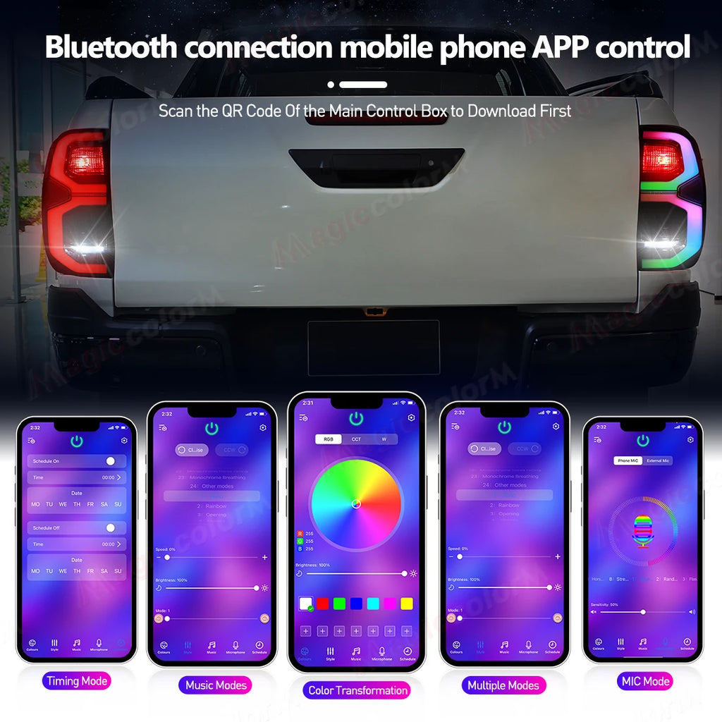 RGB APP Control Car Tail Lamps For Toyota Hilux Revo 2015 2016 2017 - 2022 2023 2024 Rear  | AUTOKITSHOP