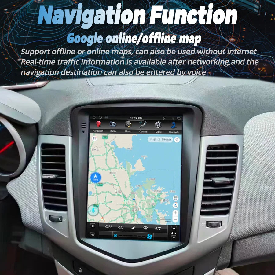 10.4" Screen Android 15 Multimedia Player For Chevrolet Cruze J300 2009-2025 Navigation Ca