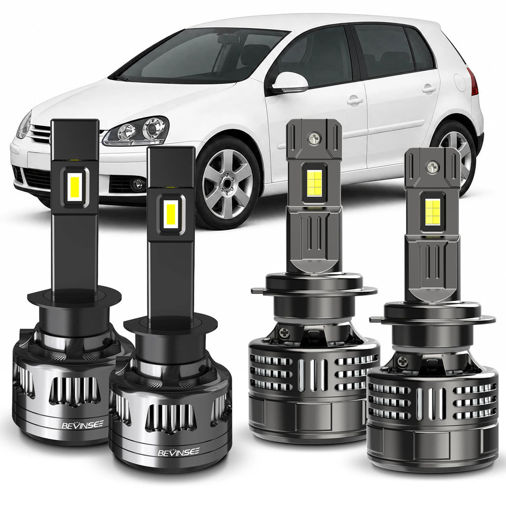 BEVINSEE H7+H1 LED Headlight Conversion Kit Powerful Super Bright Lamp for VW for Golf MK4