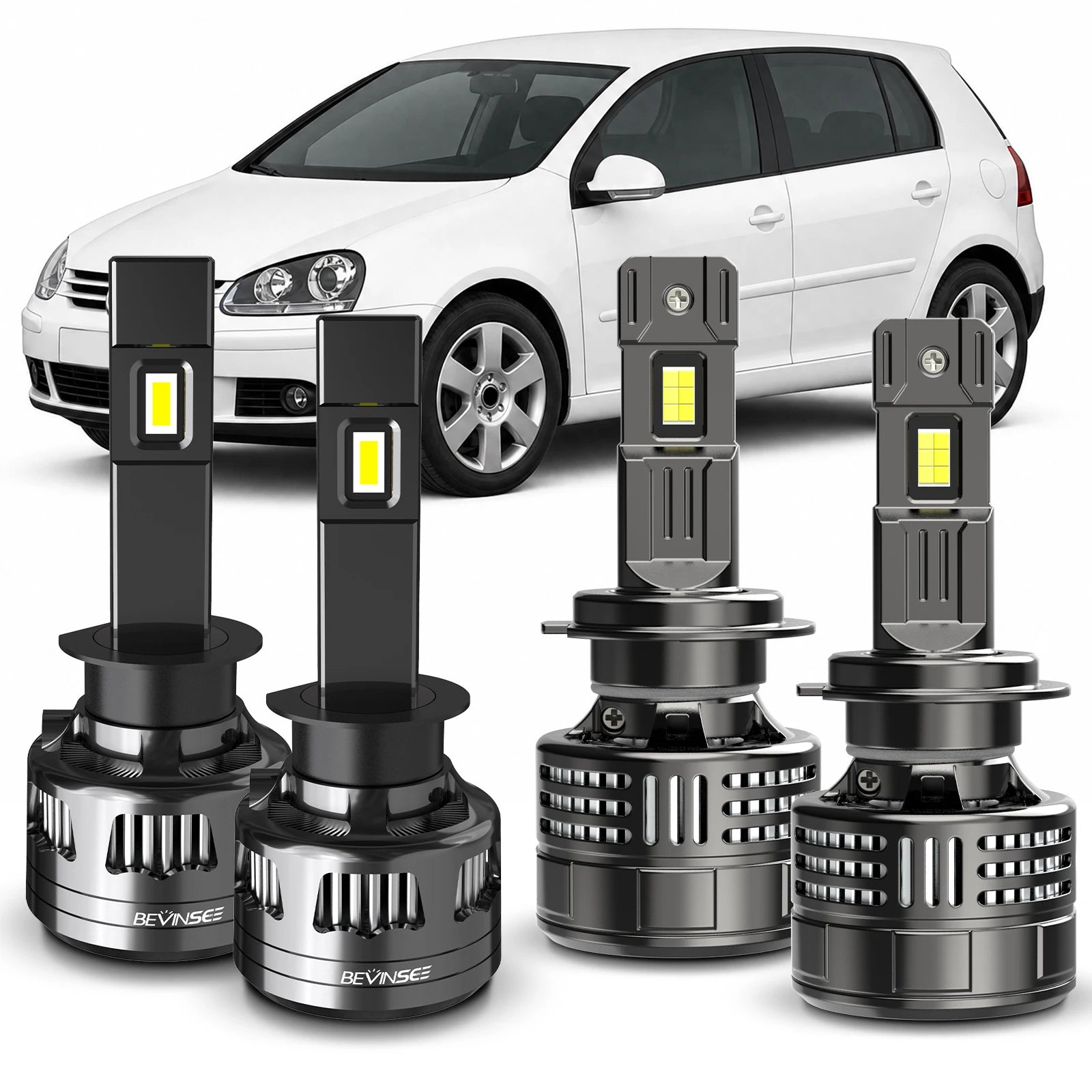 BEVINSEE H7+H1 LED Headlight Conversion Kit Powerful Super Bright Lamp for VW for Golf MK4