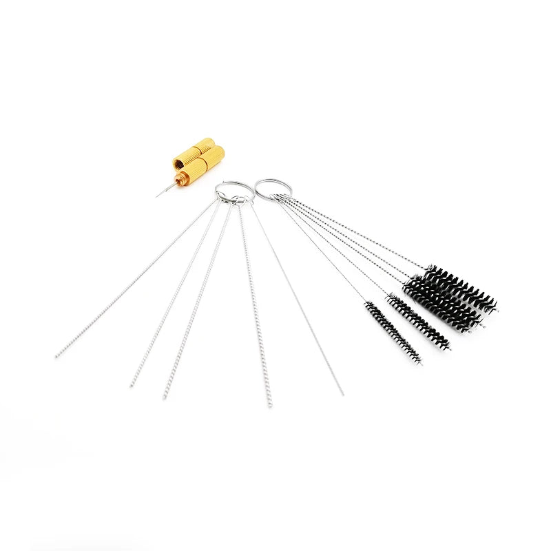 11x Motorcycle Carb Tool Jet Nozzle Wire Terminal Plug Cleaning Needle Brush Kit