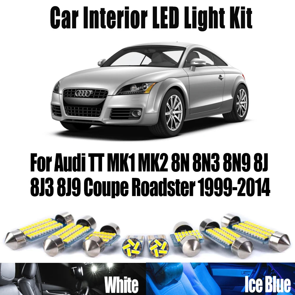 LED Interior Light Kit for Audi TT MK1 MK2 8N 8N3 8N9 8J 8J3 8J9 Coupe Roadster 1999-2014 - Canbus Dome Map Door Trun...