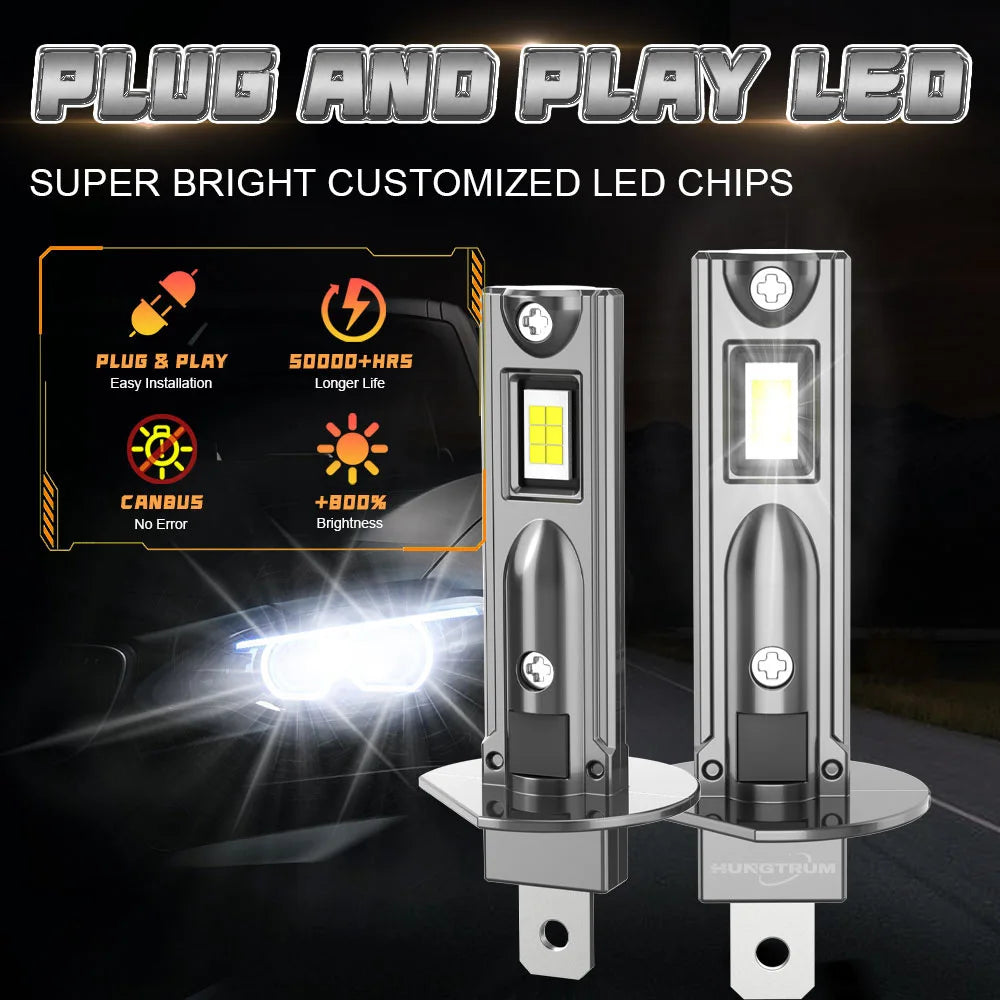 H1 LED Headlight CANBUS Error Free 200000LM Super Bright Wireless Auto Lamp 1:1 Mini Size