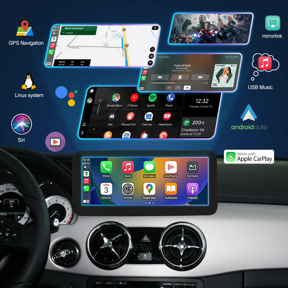 Road Top 10.25 12.3''Multimedia Display For Benz GLK 2013-2015 NTG4.5 LHD Touch Screen Wir | AUTOKITSHOP