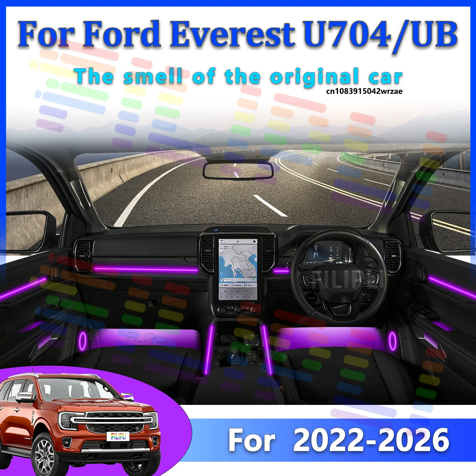 64 RGB - Neon Strip - for Ford U704 - App Control - Car Interior Lighting | AUTOKITSHOP