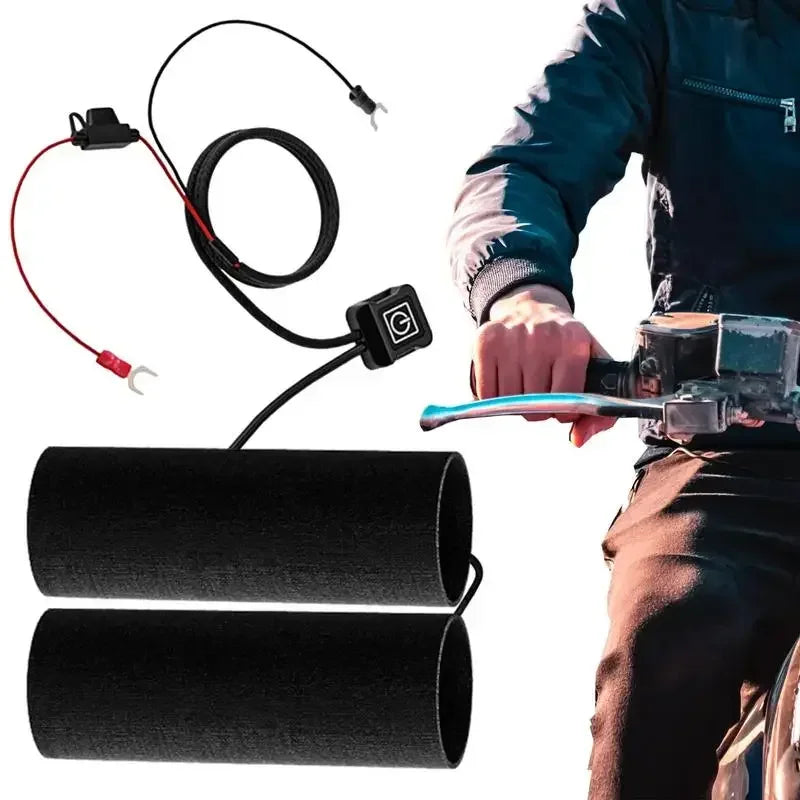 Winter Motorcycle Electric Heating Handle Grip 12V Intelligent Heated Handlebar Grip Cover With  - Automotive LED Light