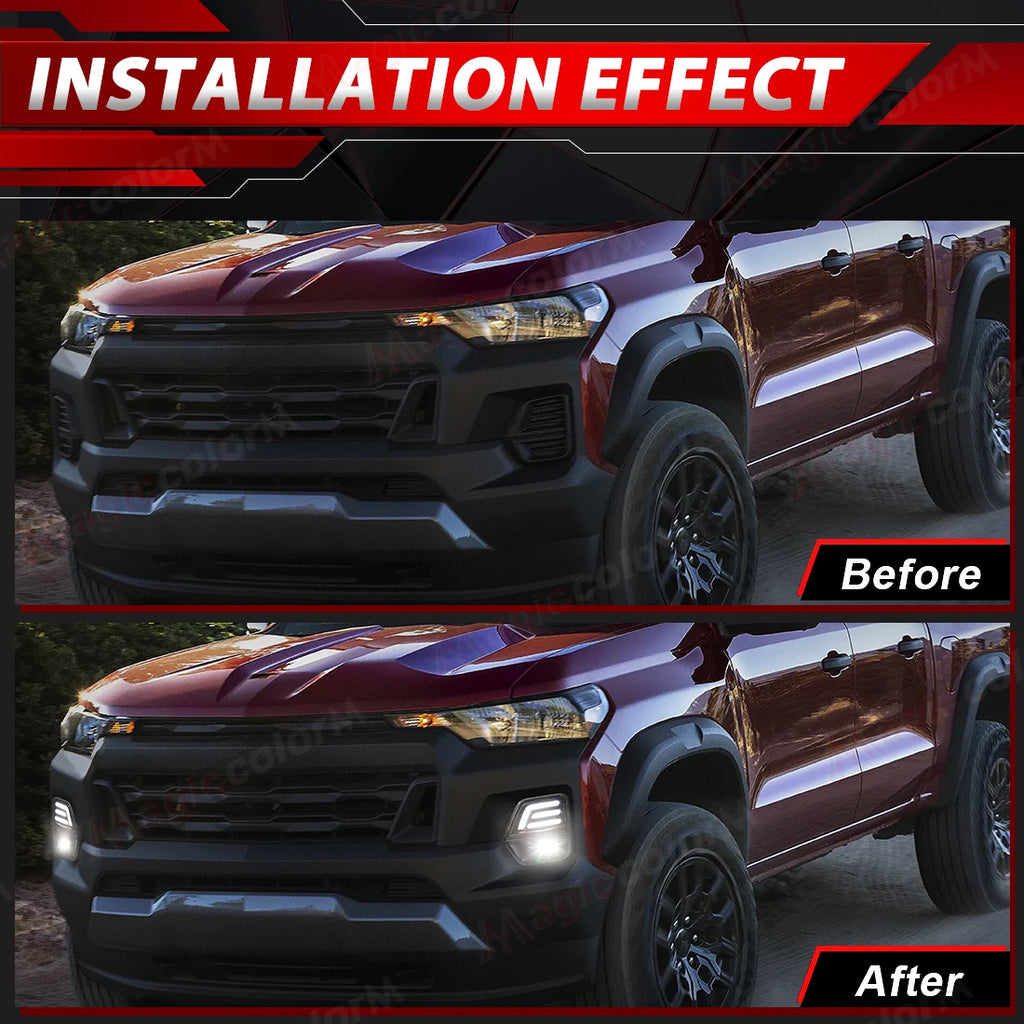 LED DRL Fog Lamps For Chevrolet Colorado WT LT Trail Boss Z71 2023 2024 2025 Daytime Runni | AUTOKITSHOP