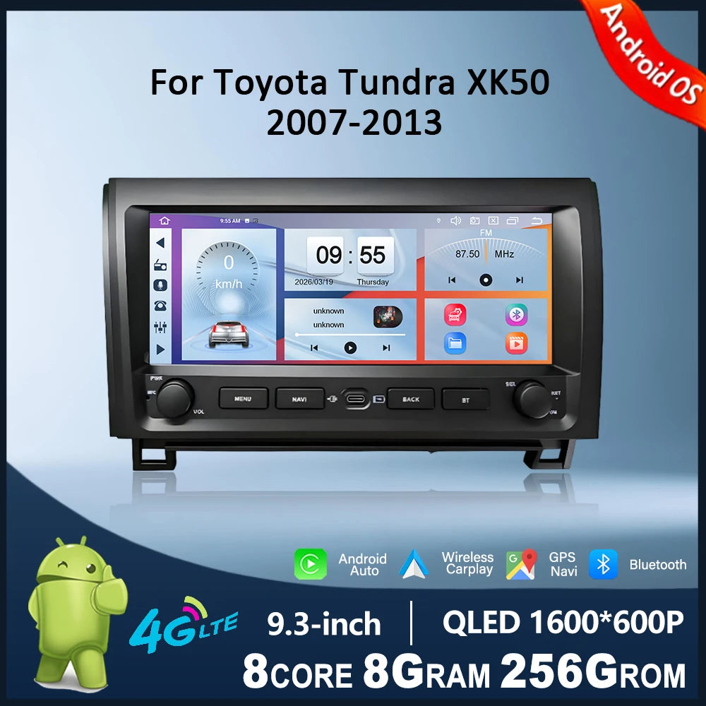 9.3 inch Car Radio Wireless Carplay Android Auto for Toyota Tundra XK50 2007-2013 Multimed
