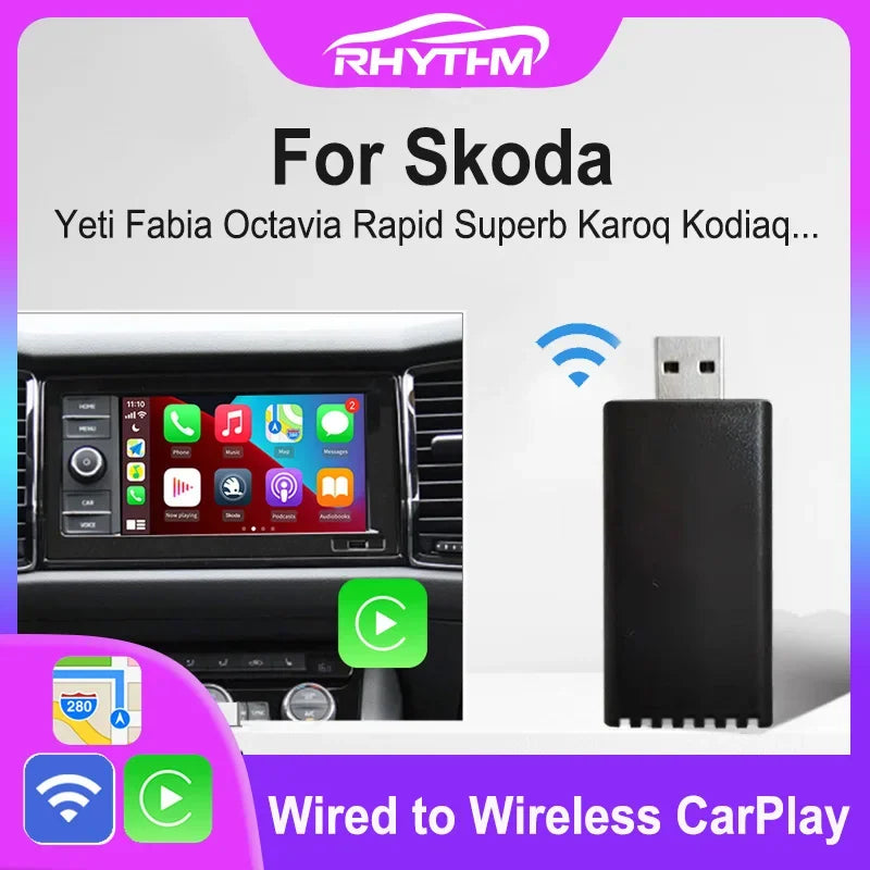 Plug and Play Wireless CarPlay Adapter For Skoda Fabia Octavia Rapid Superb Karoq 2017-202 | AUTOKITSHOP