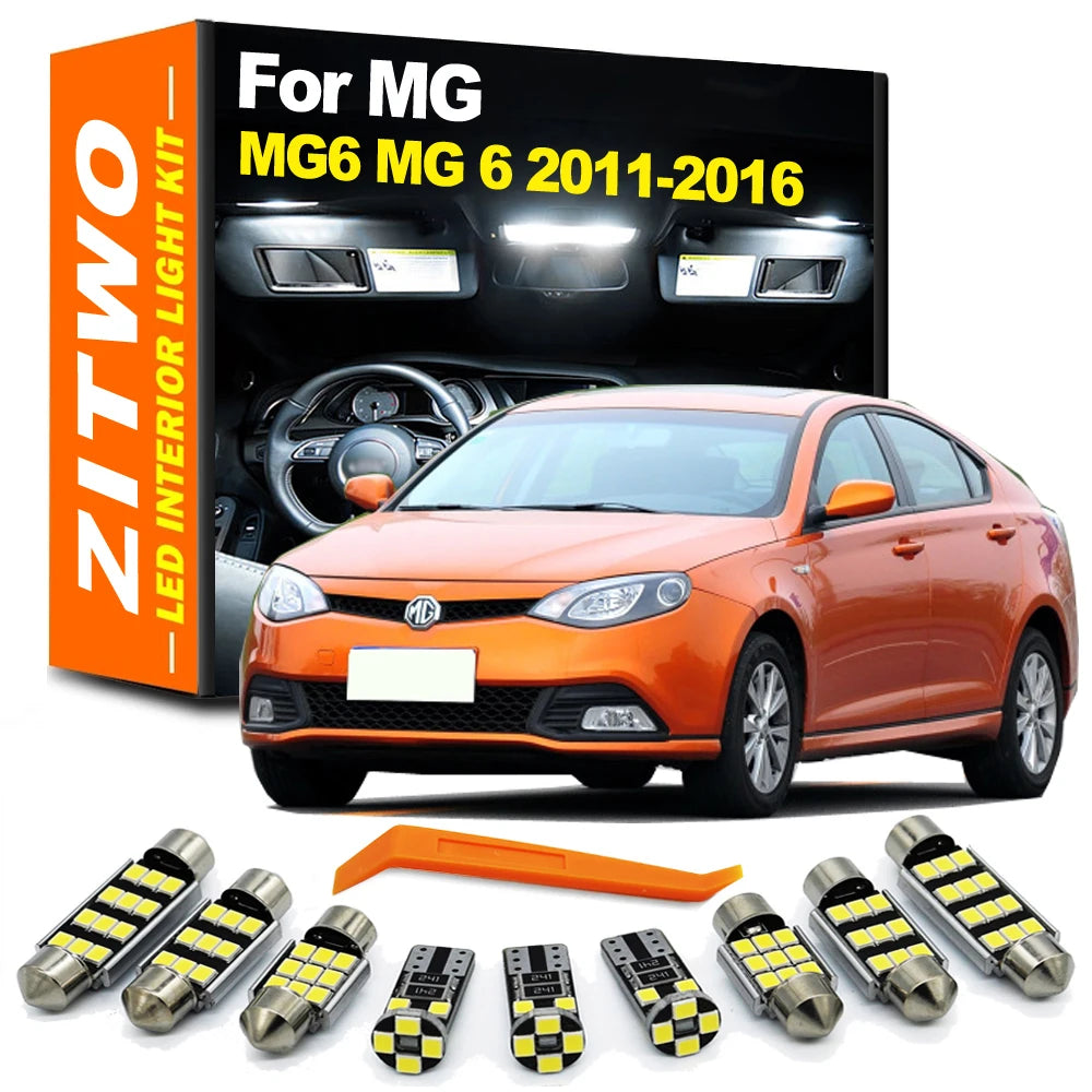 ZITWO 12Pcs Canbus For MG 6 MG6 2011 2012 2013 2014 2015 2016 LED Bulb Interior Map Reading Trunk Light License Plate Lamp Kit