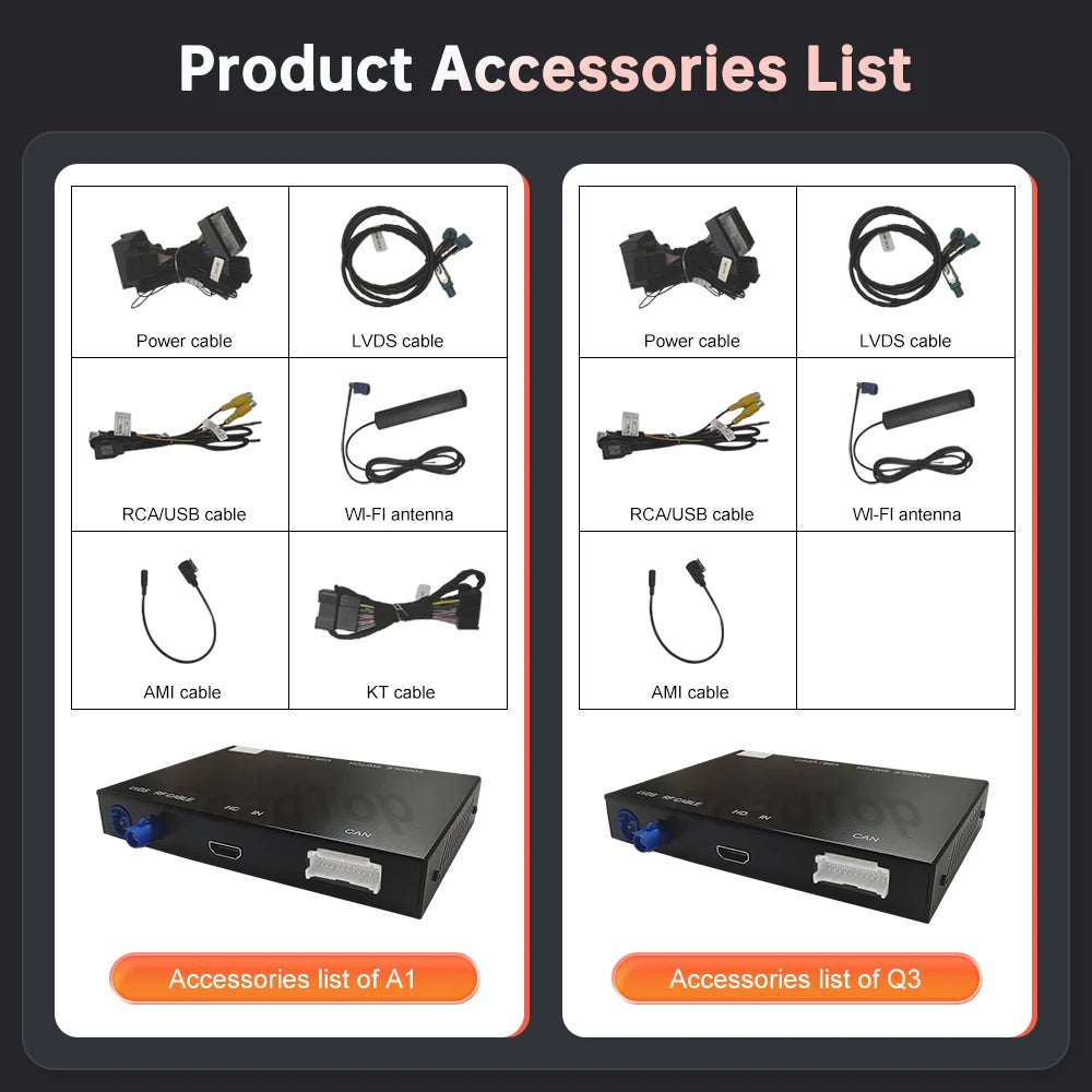 Road Top Wireless CarPlay Android Auto Interface for Audi A1 Q3 2013-2018 RMC with Mirror  | AUTOKITSHOP