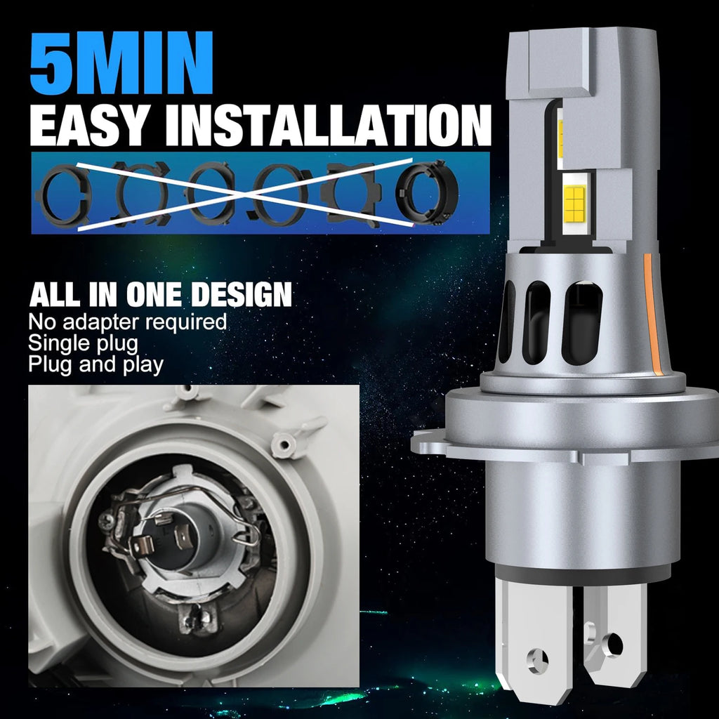 XSTORM H4 9003 HB2 LED Headlight Bulbs Canbus High Low Beam Car Light Turbo Led Diode Lamp