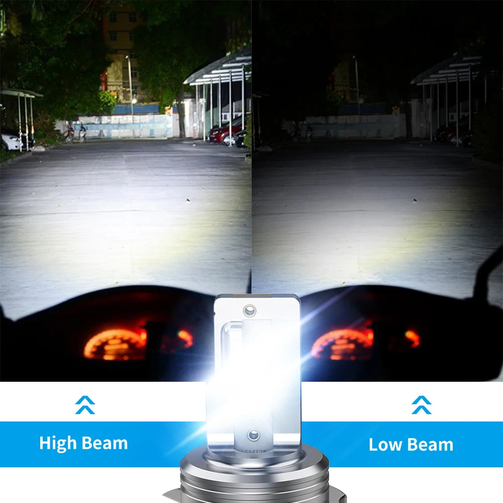 BEVINSEE H4 LED Moto Hi/Lo Beam 9003 H4 Motorcycle LED Headlight Bulb Wireless Non-Polarit