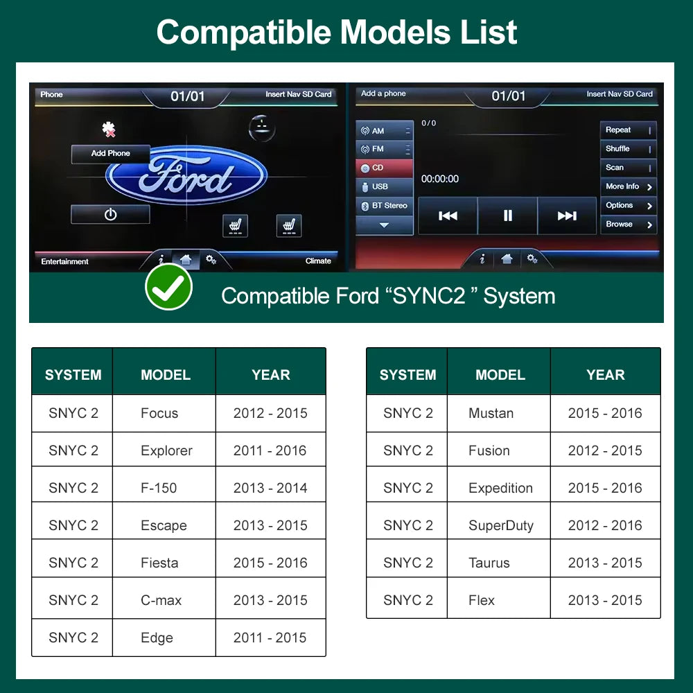 Wireless Carplay Android Auto for Ford Sync2 System 2011-2016 Explorer Focus Fiesta C-max  | AUTOKITSHOP