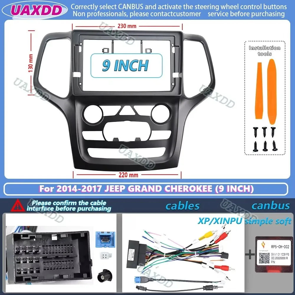 9 Inch For JEEP Grand Cherokee 2014-2017 Car Radio Stereo GPS MP5 Android Player 2 Din Hea