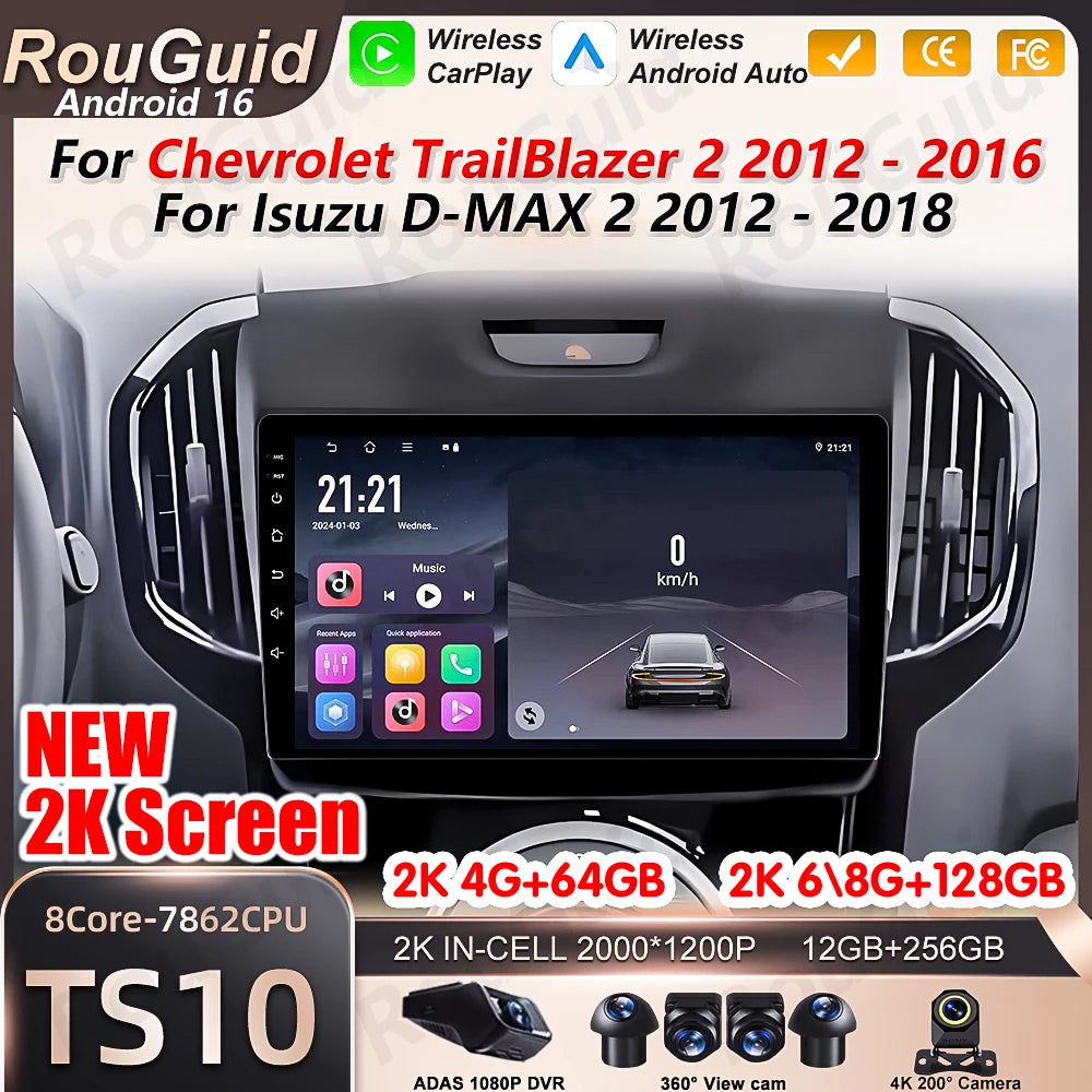 Android 16 Auto Car Radio For Chevrolet TrailBlazer 2 2012 - 2016 For Isuzu D-MAX 2 2012 - | AUTOKITSHOP