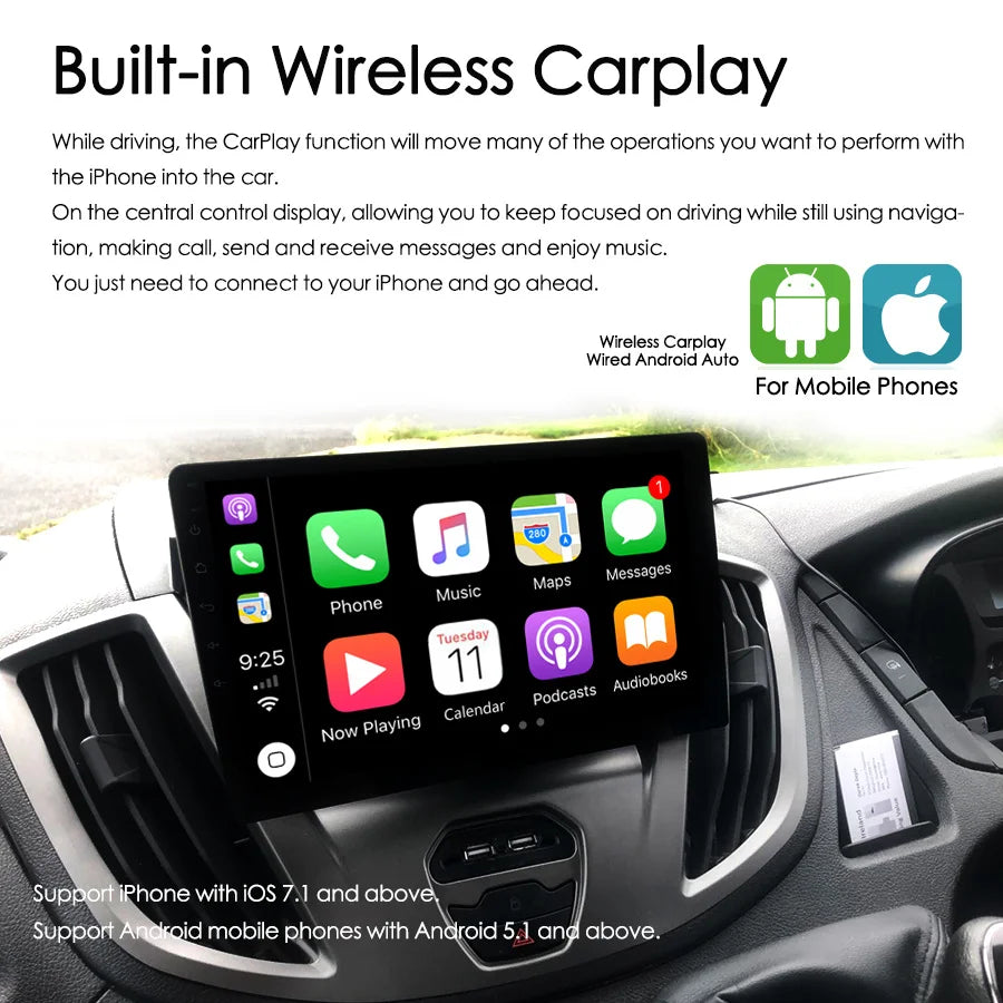 Car Multimedia Video Player For Ford transit MK8 2018 Tourneo Custom 2020 Android 14 Radio