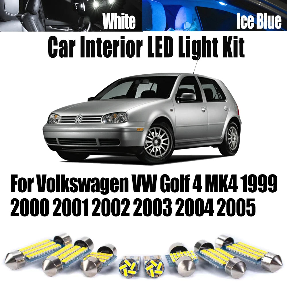 13-Piece LED Interior Light Kit for Volkswagen VW Golf 4 MK4 - Canbus Error-Free Bulbs | AUTOKITSHOP