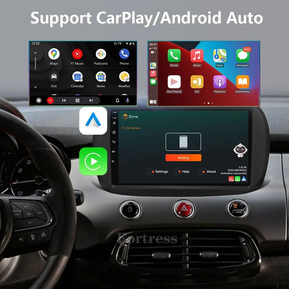 Android 16 Car Radio For Fiat 500X 2014 - 2020 Multimedia Video Player GPS 4G Carplay Auto