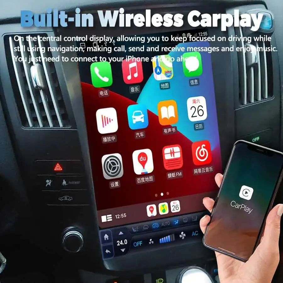 Black Color Android 14 Car Multimedia Video Player For Lexus RX330 2004 RX350 2007 Toyota