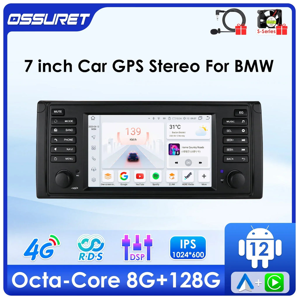 Carplay Android Auto Car radio For BMW 5 Series E39 M5 1996-2003 X5 E53 Multimedia car int