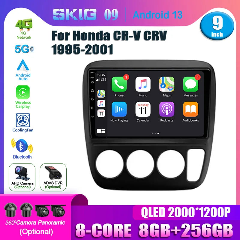 Android 14 Car Radio Multimedia GPS Navigation Stereo For Honda CRV CR-V 3 1995-2001 DSP A