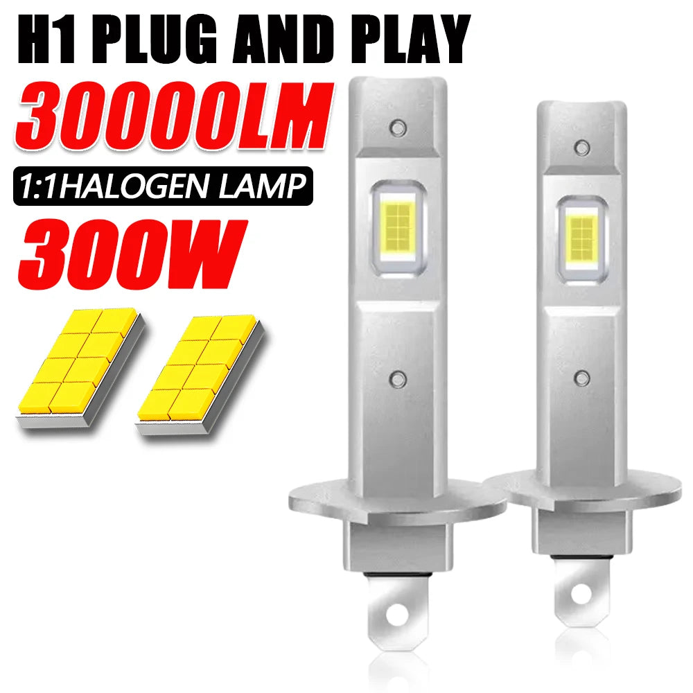 Ampoule Led H1 Automobile Headlight 30000LM Super Bright LED CANBUS Lights for Car 6000K W